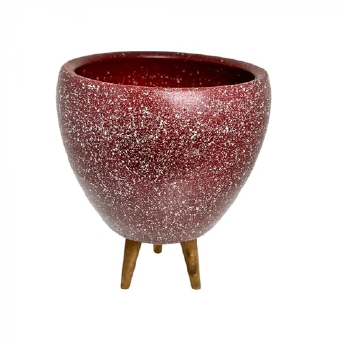 Bordo Granit Toprak Saksı, 15 cm 3 Ayaklı Tasarım
