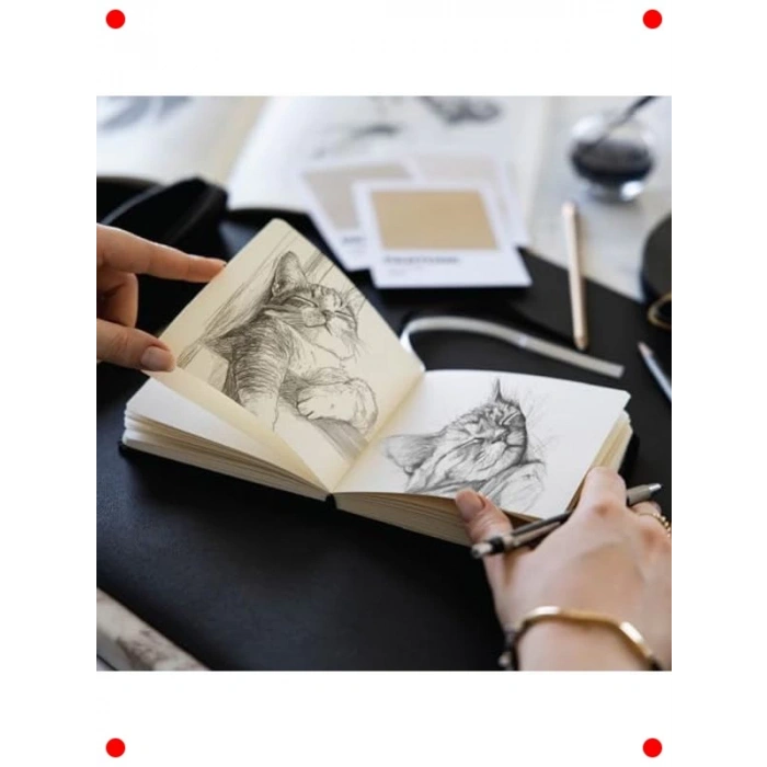 Bordo Sert Kapak Eskiz Defteri - 12x12 cm