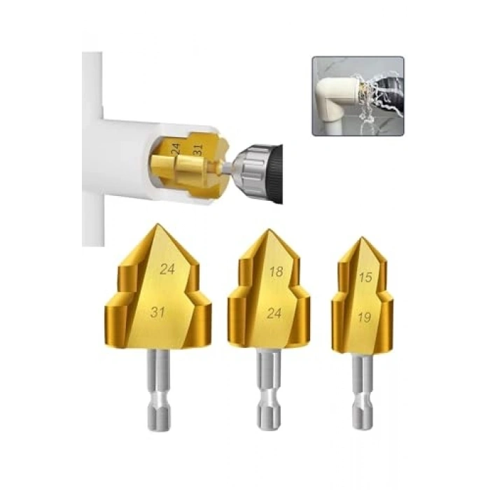 Boru Onarımı için Pvc Rayba Matkap Ucu Seti - 3 Boy