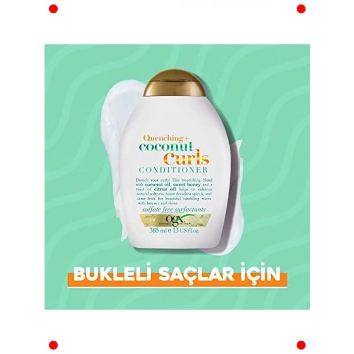 Bukleli Saçlar İçin Sülfatsız Hindistan Cevizli Bakım Kremi 385ml