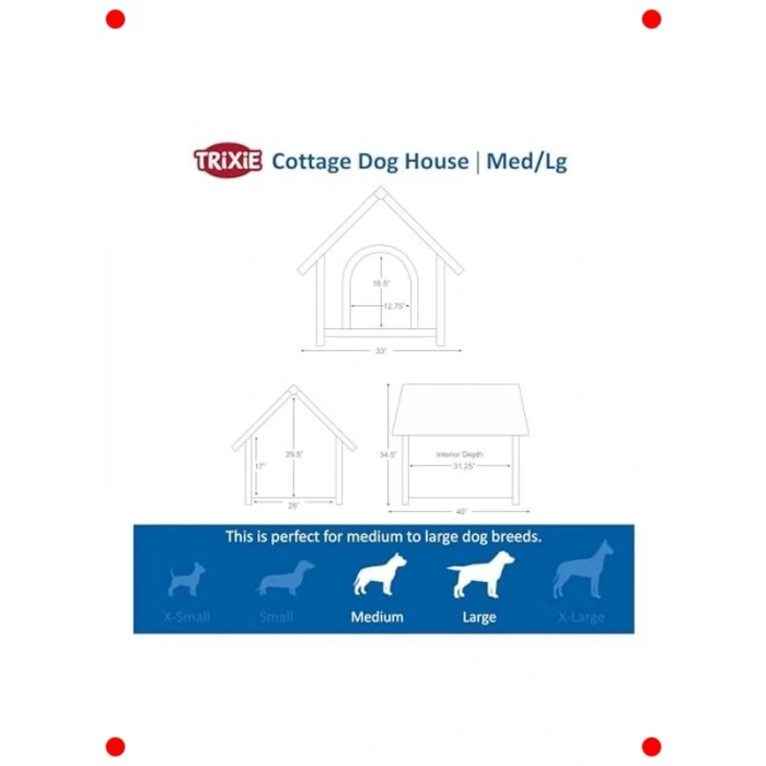 Büyük Boy Dayanıklı Köpek Kulübesi 83x87x101 cm