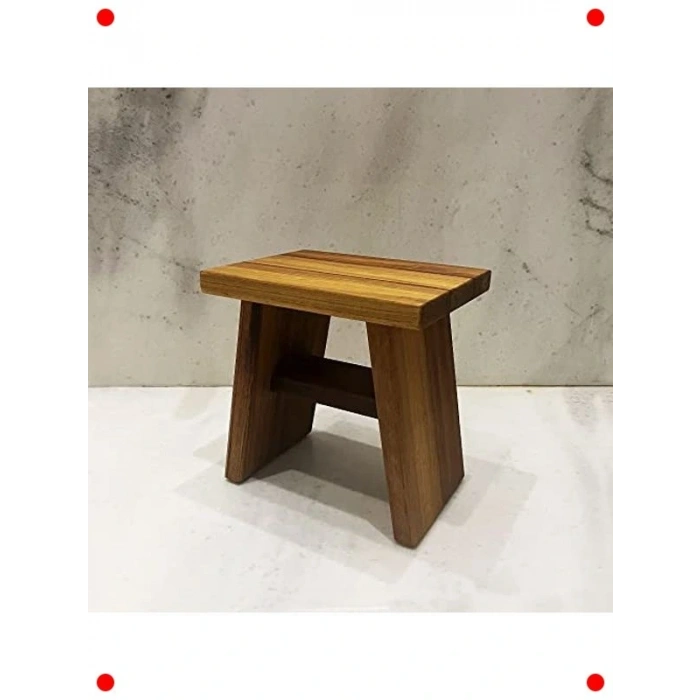 Büyük Boy Iroko Ahşap Banyo Taburesi