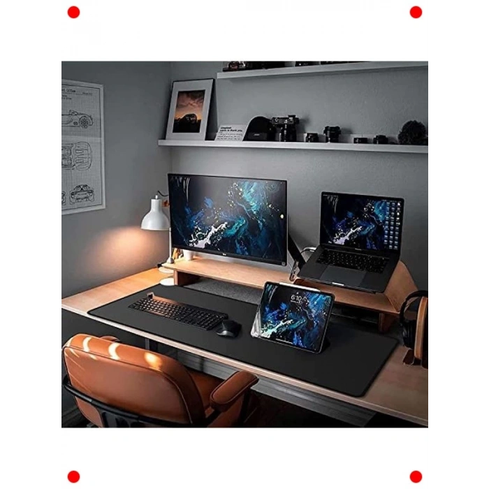 Büyük Boy Kaymaz Oyuncu/Ofis Mouse Pad | 90x40cm Siyah