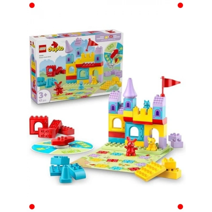 Büyük Parça Kale Oyun Seti - 3 Figürlü Eğitici Yapım Oyuncak (47 Pç)