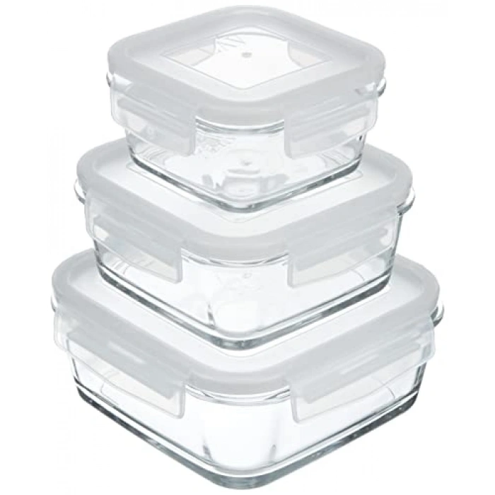 Cam 3lü Saklama Kabı Seti, 1150 cc Kapasiteli