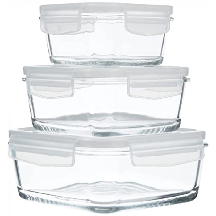 Cam 3lü Saklama Kabı Seti, 1150 cc Kapasiteli