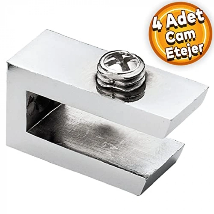 Cam Raf Tutucu - U Tipi Metal Vidalı, 4 Adet