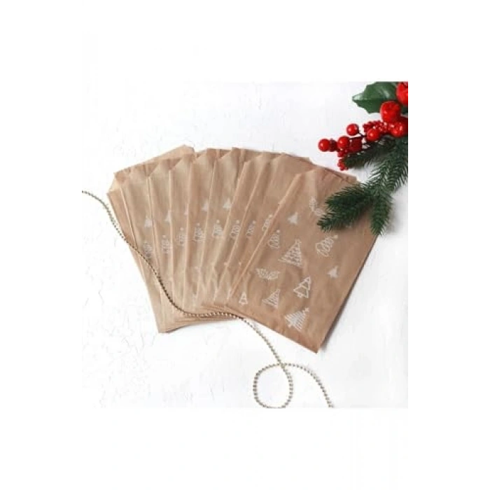 Çam ve Kar Desenli Kese Kağıdı Seti, 20 Adet