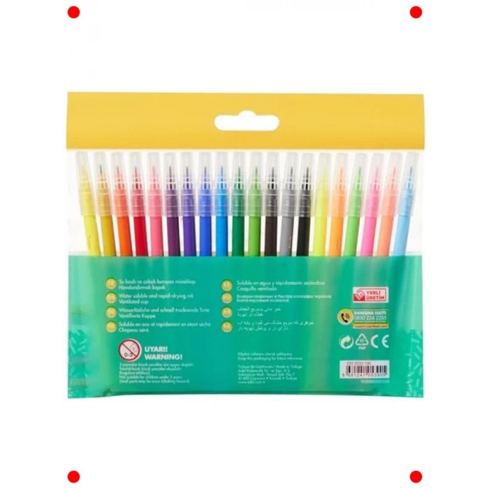Canlı Renk Keçeli Kalem Seti (20 Adet)