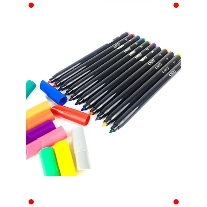 Canlı Renkler Keçeli Boya Kalemi Seti (12 Renk)