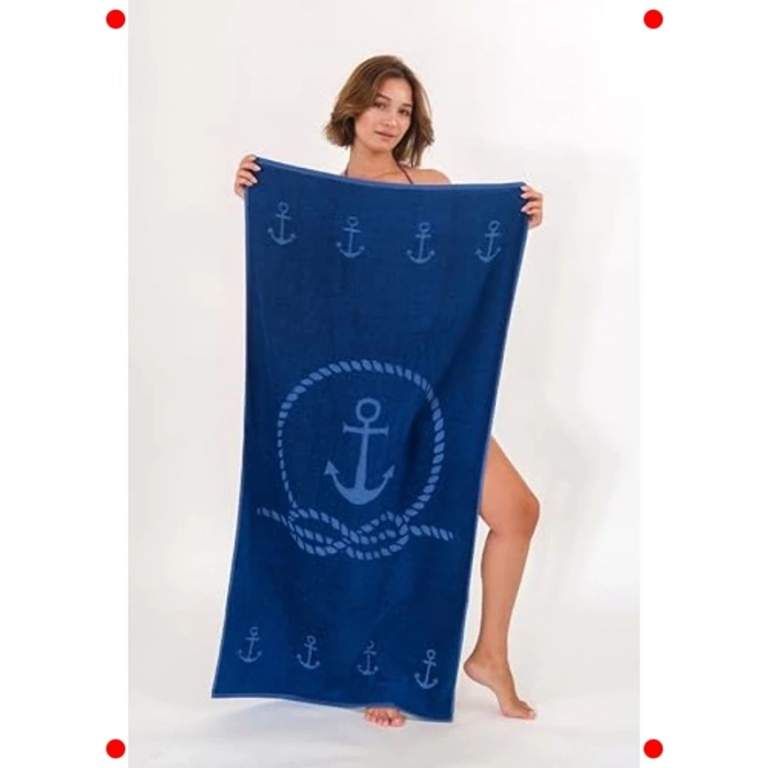 Çapa Desenli Pamuk Plaj Havlusu 70x140 cm