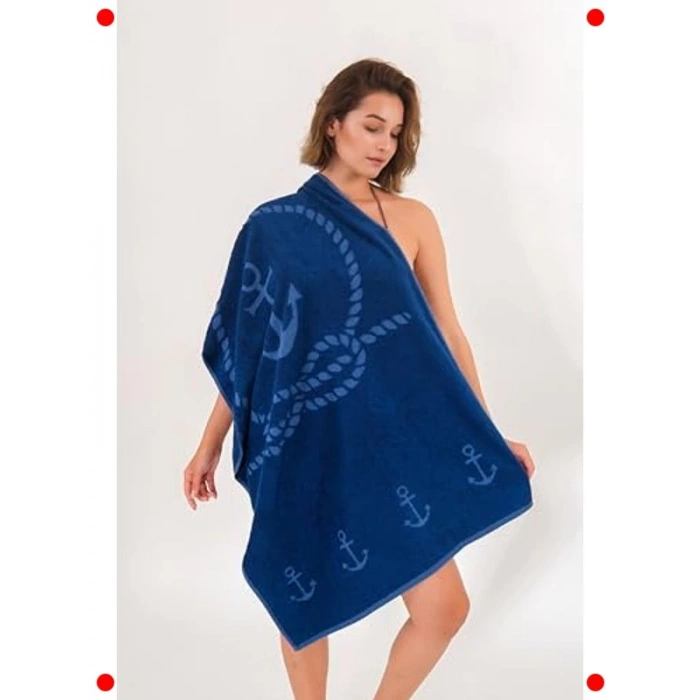 Çapa Desenli Pamuk Plaj Havlusu 70x140 cm