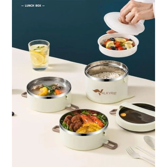 Çelik Isı Yalıtımlı Çanta, 3 Gözlü Geniş Kaplar ile Set