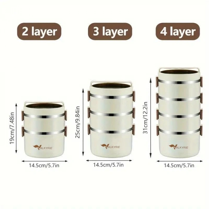 Çelik Isı Yalıtımlı Çanta, 3 Gözlü Geniş Kaplar ile Set