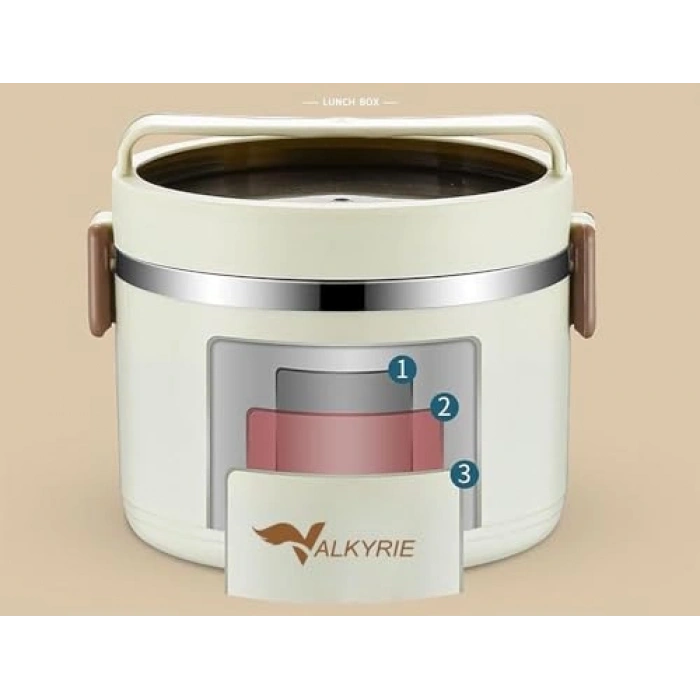 Çelik Isı Yalıtımlı Çanta, 3 Gözlü Geniş Kaplar ile Set