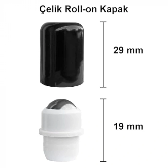 Çelik Roll On Şişesi, Sızdırmaz Siyah Kapaklı 50 ml 2 Adet