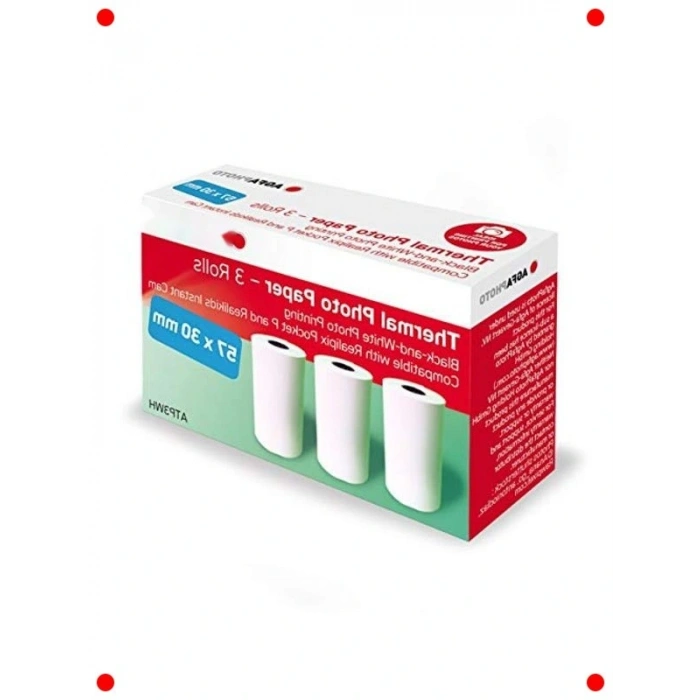 Cep Yazıcı için 3 Rulo Siyah-Beyaz Termal Kağıt