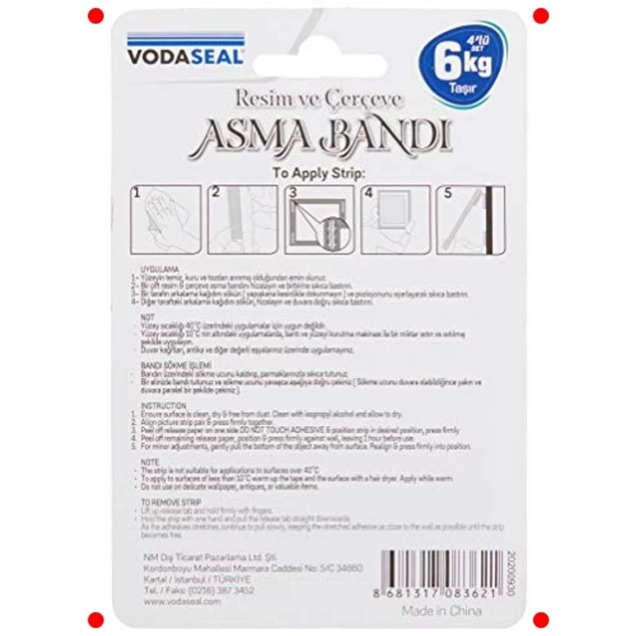 Çerçeve ve Dekor İçin 4lü Cırt Bant Seti