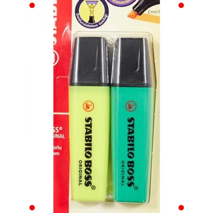 Çeşitli Renklerde Fosforlu Kalem Seti - 2li Blister