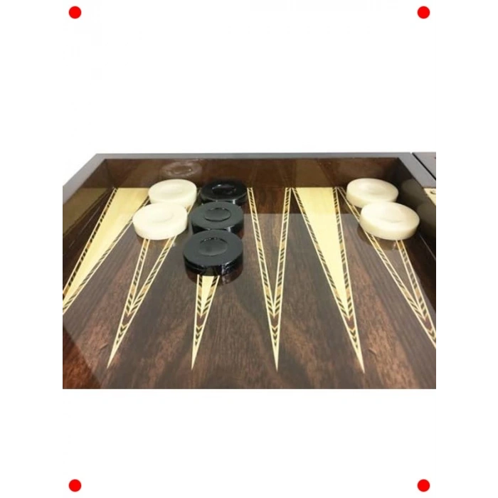 Ceviz Desenli Polyester Tavla Takımı 25x48x6 cm