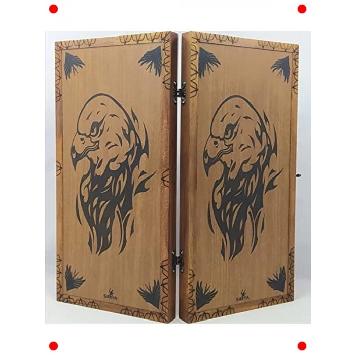 Ceviz Kaplama Kartal Motifli Tavla Takımı