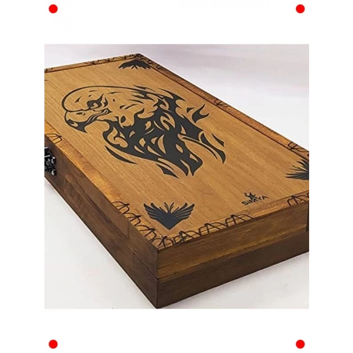 Ceviz Kaplama Kartal Motifli Tavla Takımı