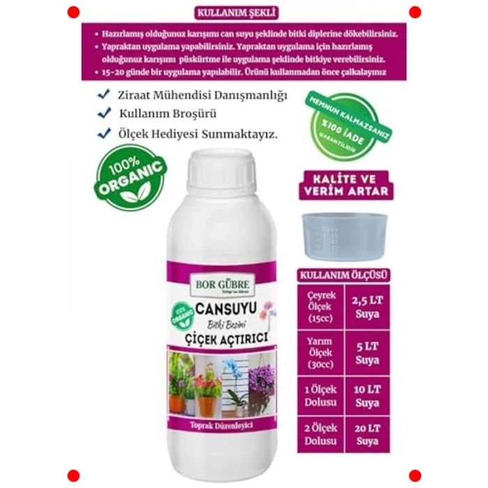 Çiçek Açan Süs Bitkileri İçin Organik Sıvı Gübre 1L