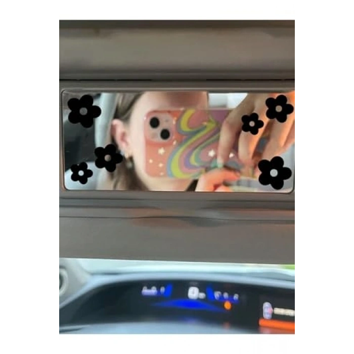Çiçek Temalı Ayna Sticker, Araba Süslemesi için