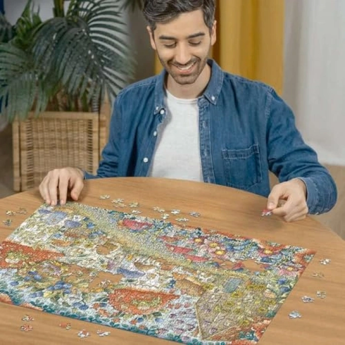 Çiçekli Mantar Evler Temalı 1000 Parça Puzzle