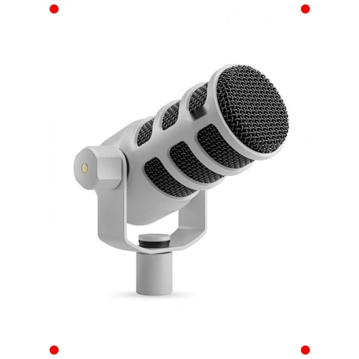 Çift Bağlantılı Dinamik Yayın Mikrofonu - Beyaz