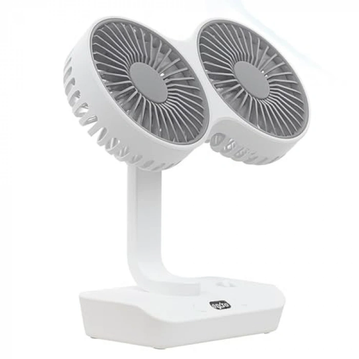 Çift Başlı USB Şarjlı Fan, LED Gece Lambası ile Uzun Çalışma Süresi