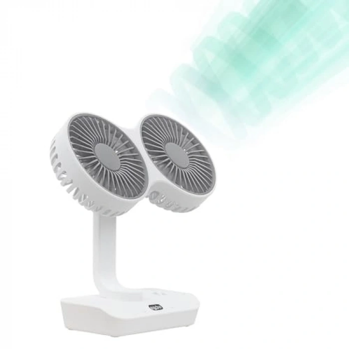 Çift Başlı USB Şarjlı Fan, LED Gece Lambası ile Uzun Çalışma Süresi