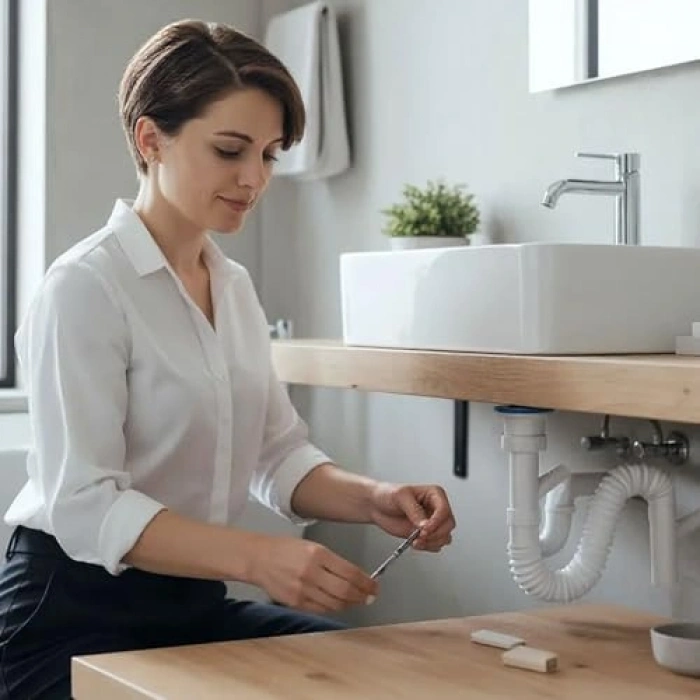 Çift Çıkışlı Lavabo Sifonu, Körüklü Hortum ile Uyumlu