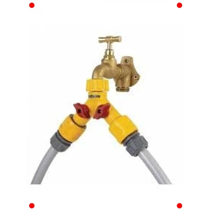 Çift Çıkışlı Vanalı Musluk Adaptörü (1/2-3/4)