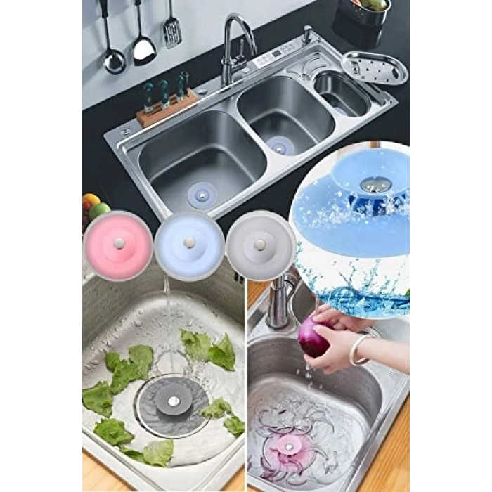 Çift Kademeli Silikon Lavabo Tıkacı, Ayarlanabilir ve Kullanışlı