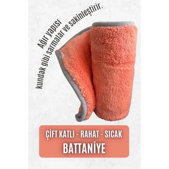 Çift Katlı Yıkanabilir Kedi ve Köpek Battaniyesi, Şeftali