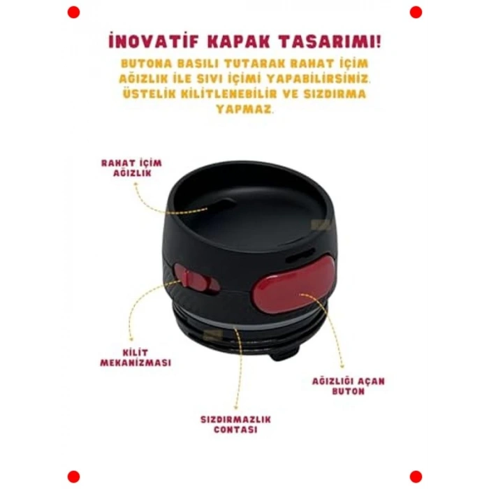 Çift Katmanlı Çelik Termos - 550ml Sıcak/Soğuk Tutma