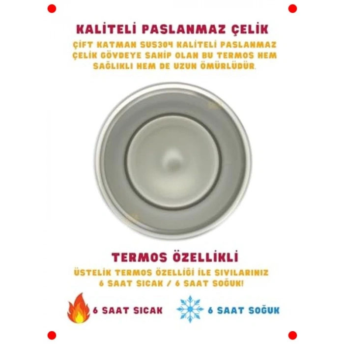 Çift Katmanlı Çelik Termos - 550ml Sıcak/Soğuk Tutma