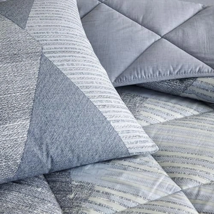 Çift Kişilik Mavi Ranforce Yorgan Seti, Yumuşak Doku