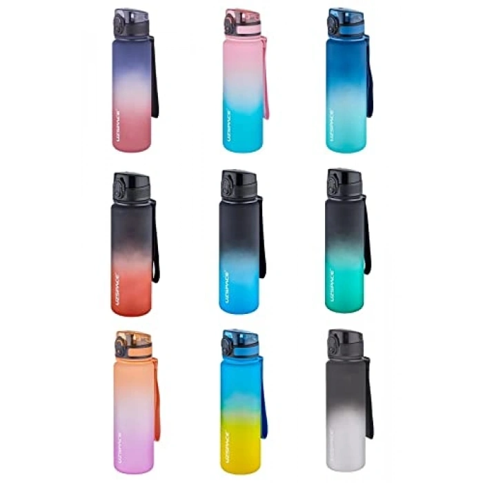 Çift Renk Softtouch Su Matarası, 500 ml, Pembe-Yeşil Tasarım