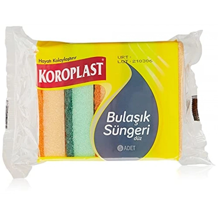 Çift Taraflı Düz Bulaşık Süngeri, 5li Set, Pratik Temizlik için
