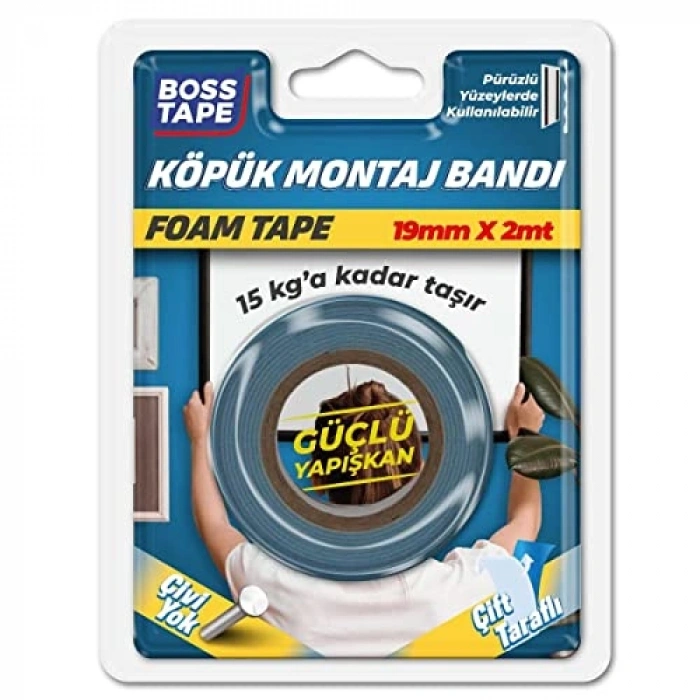 Çift Taraflı Köpük Bant, 15 mm x 2 Metre Ölçülerinde