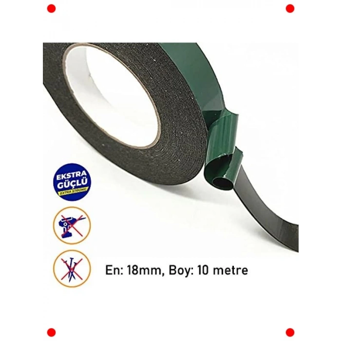 Çift Taraflı Köpük Montaj Bandı 18mm x 10m