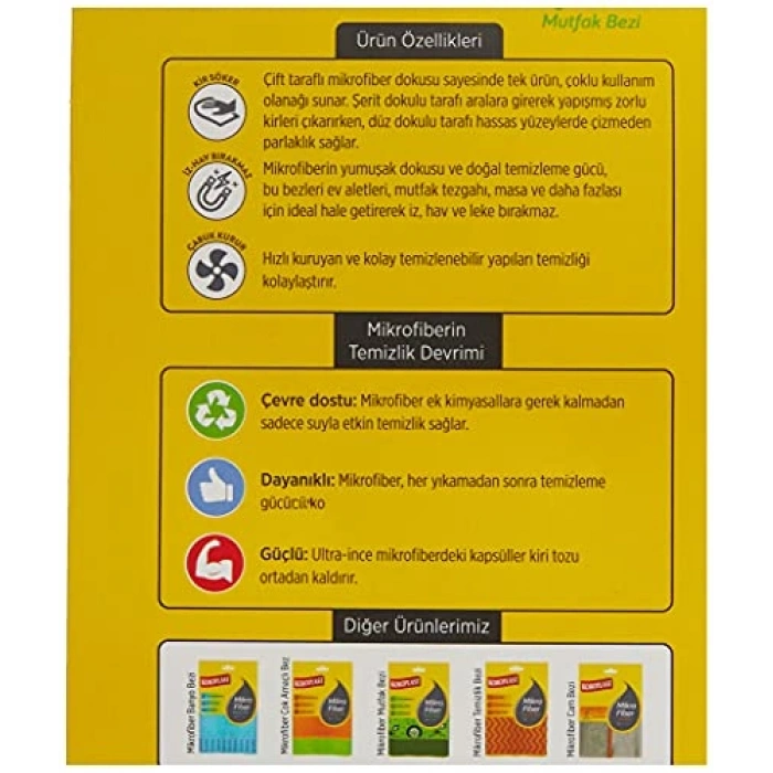 Çift Taraflı Mutfak Bezi, 30x30 cm, Hızla Kuruyan