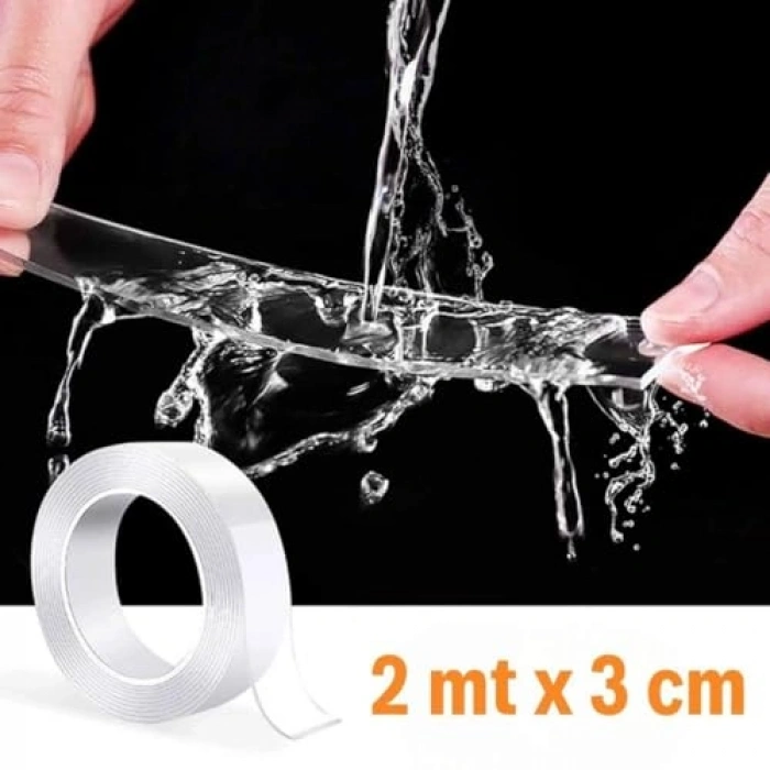 Çift Taraflı Nano Bant, 2 mt x 3 cm, Yüksek Tutma Gücü