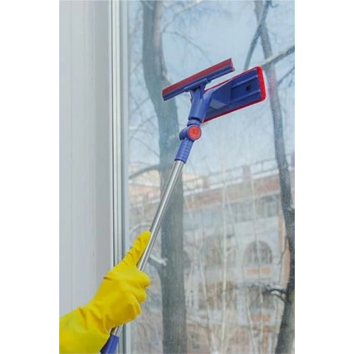 Çift Taraflı Pratik Cam Silme Mop Aparatı, Krofiber Bezli