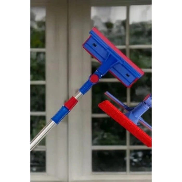 Çift Taraflı Pratik Cam Silme Mop Aparatı, Krofiber Bezli