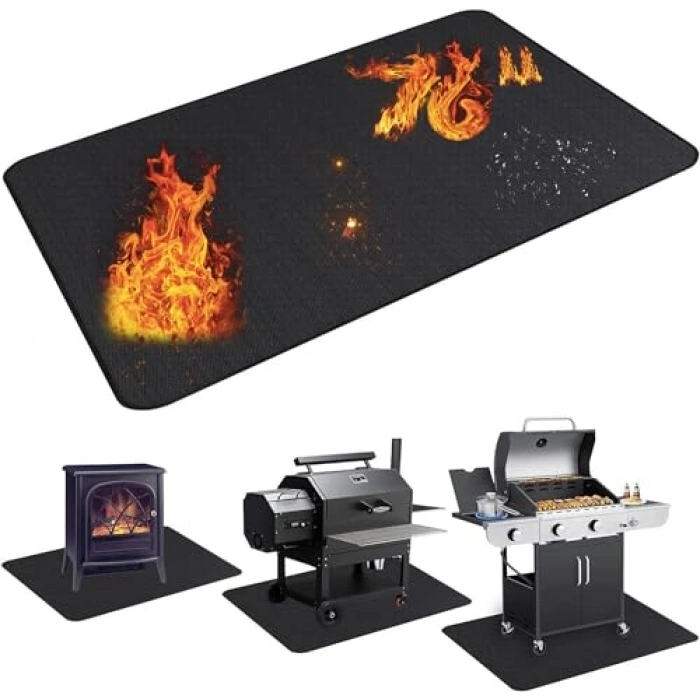 Çift Taraflı Yanmaz Izra Pedi - 76x48 inç, Ateş Çukuru için