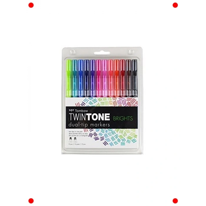 Çift Uçlu Parlak Renk Kalem Seti (12 Adet)