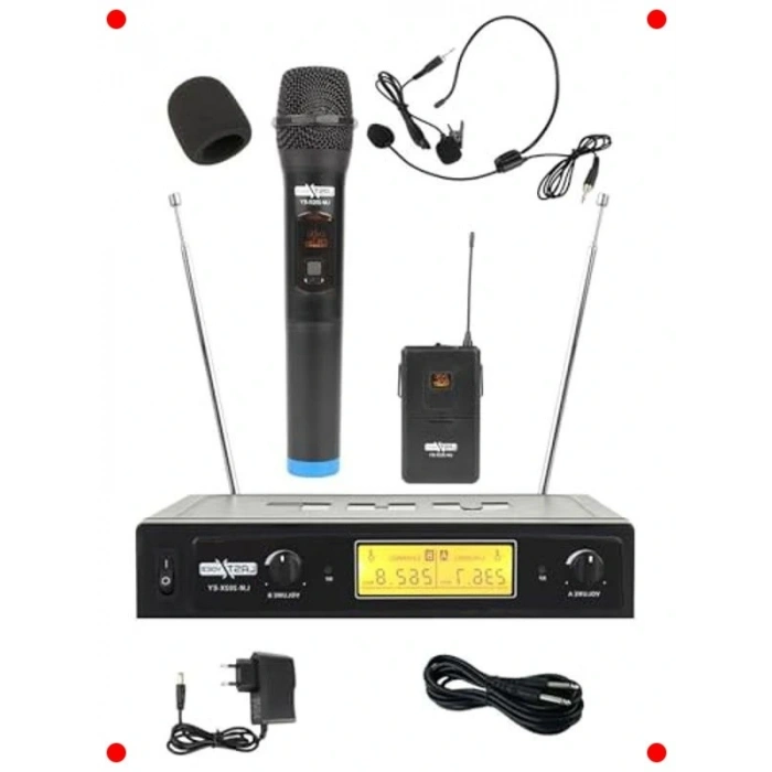 Çiftli Kablosuz Mikrofon Seti - El ve Headset